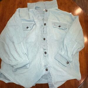 Free People Light Blue Ruby Button-Up Jacket